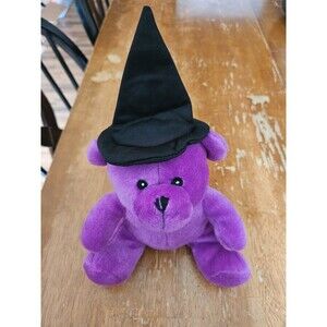 Purple Halloween Bear with Witch Hat Squeaker Inside